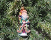 Vintage Christopher Radko Petite Emerald Santa Christmas Ornament