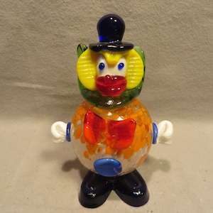 Vintage Murano Italy Orange & White Ball Body Clown