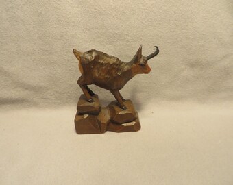 Vintage Swiss Huggler Wyss Carved Wood Figure - Peasant Woman