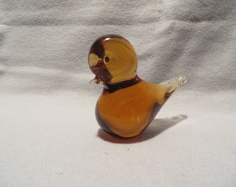 Small (Swedish?) Vintage Light Brown Crystal Bird Figurine
