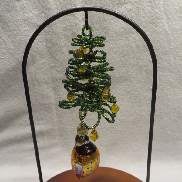 Vintage Beaded and Blown Glass Christmas Ornament - Partridge and a Pear Tree