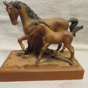 Vintage &quot;Made in Germany&quot; Plastic Mare & Her Colt Figurine