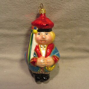 Vintage Made in Poland Calik&#39;s Artistry Blown Glass Christmas Ornament - Woman in Native Costume