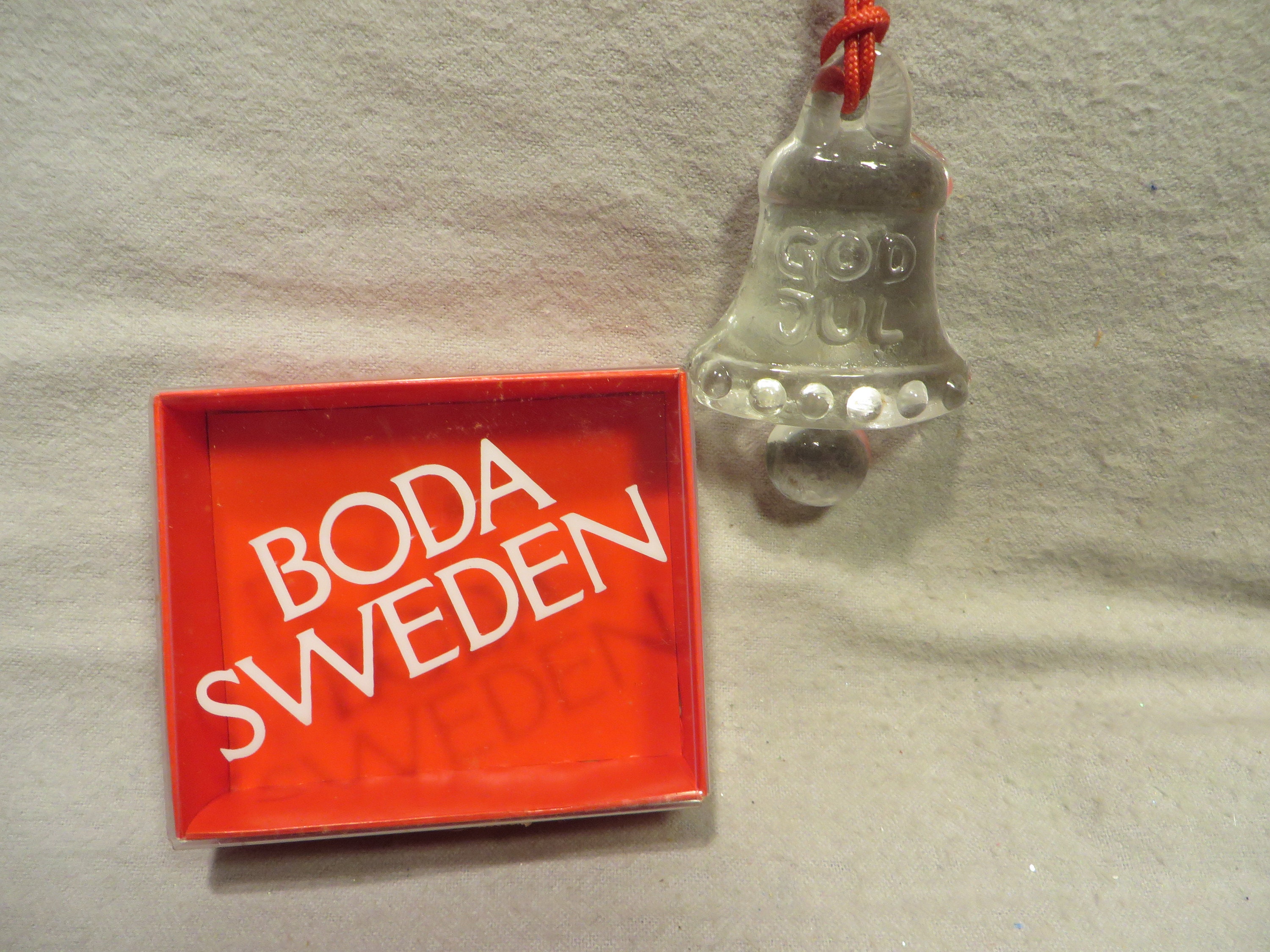 Vintage Kosta Boda Sweden Crystal Christmas Ornament - God Jul