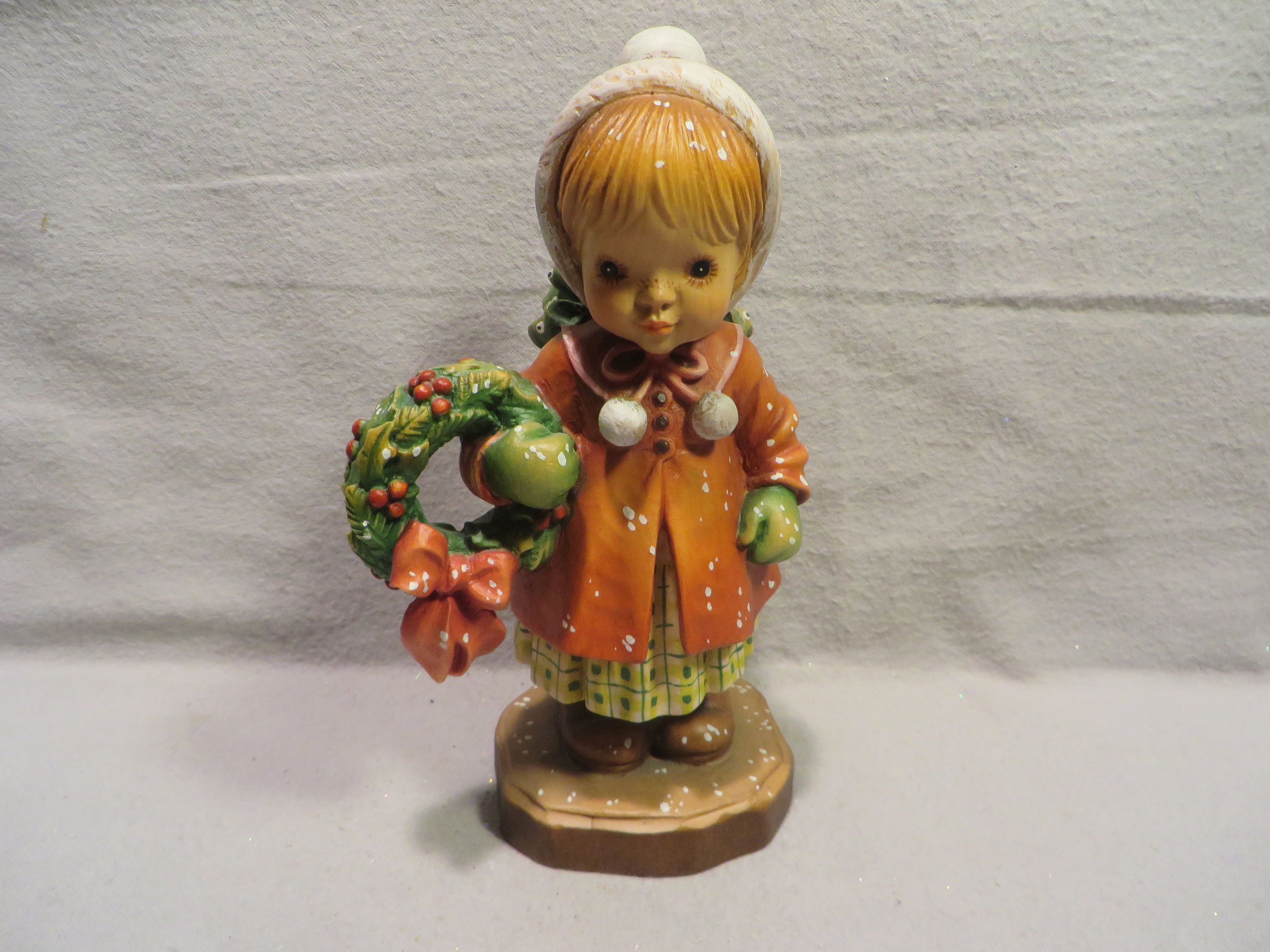 6” ANRI Carved Wood Chimney Sweep Figurine Boy Pet Pig Dated