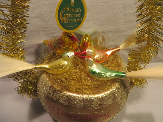 Vintage Inge Glas Germany Blown Glass Bird Nest Ornament - Etsy