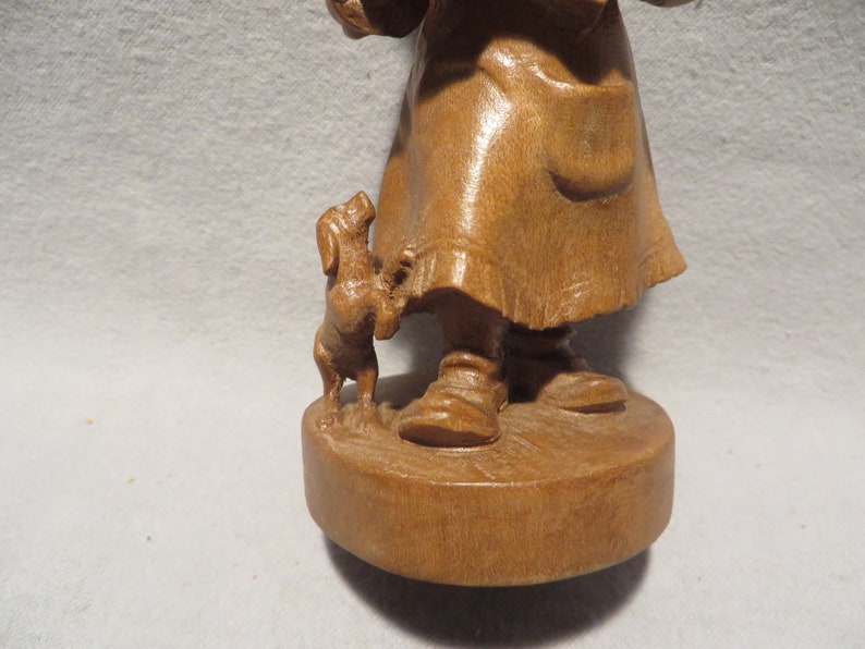 Vintage Oberammergau Germany Carved Wooden Figurine Girl