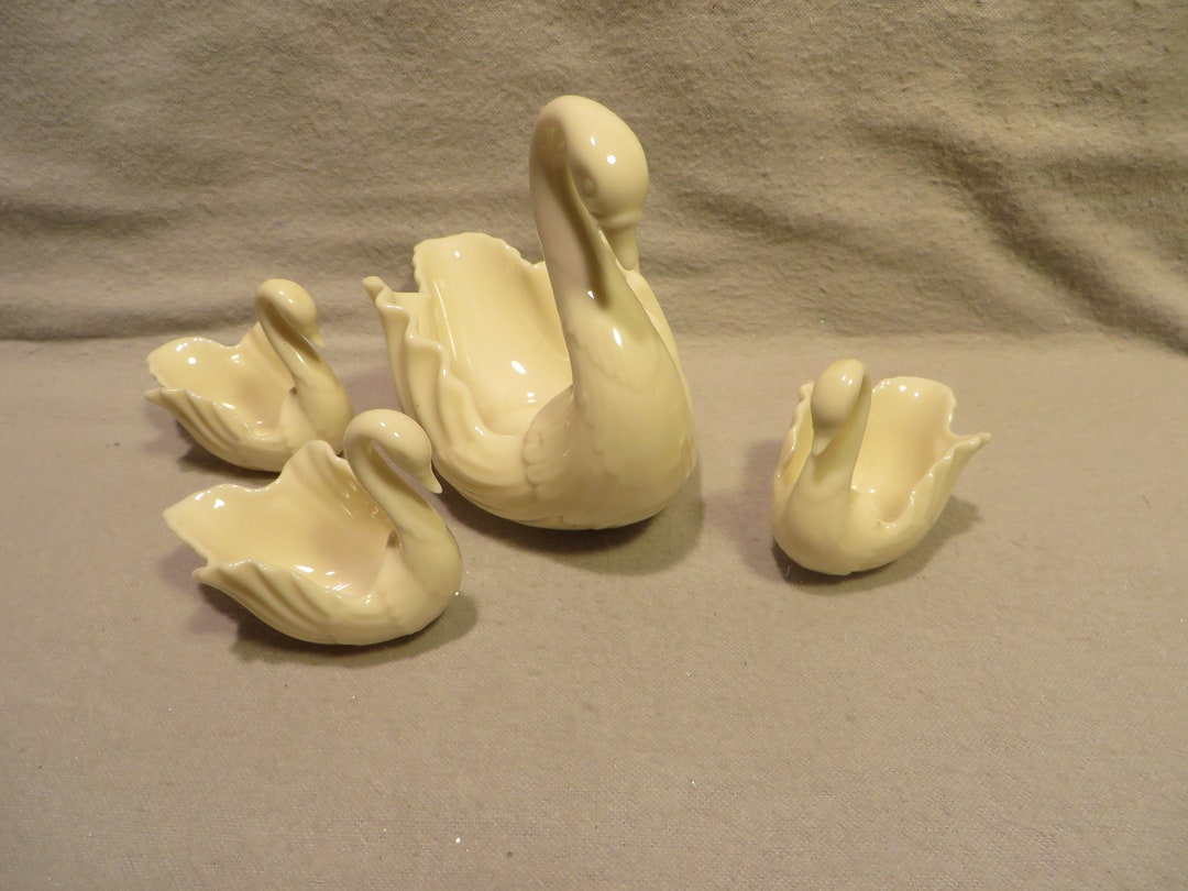 Vintage Lenox China Set of Swan Dishes One Large Swan and 3 Small