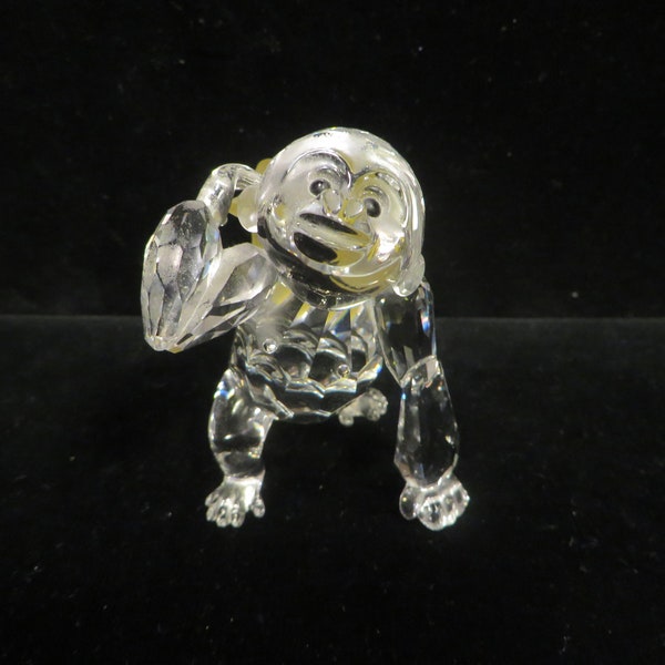 Vintage Swarovski Crystal Figurine # 273394 - Young Gorilla Carrying Bunch of Bananas