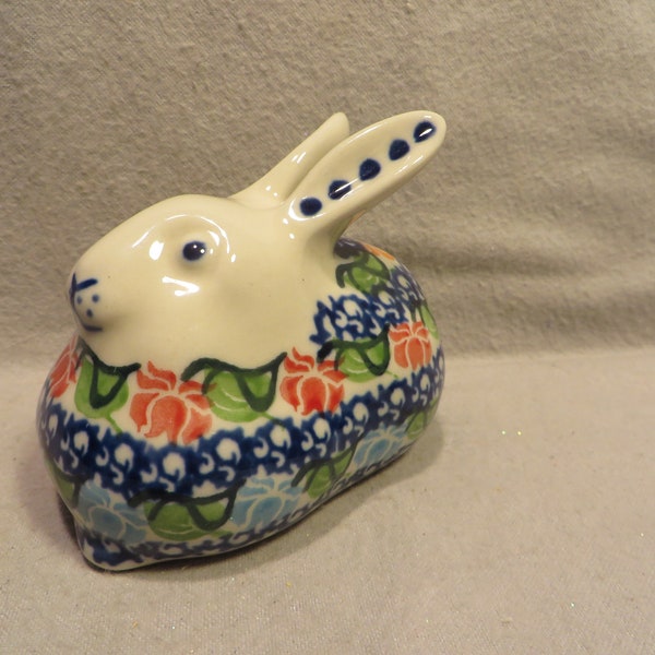 Vintage Ceramika Artystyczna Polish Pottery Laying Rabbit Figurine