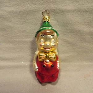 Vintage &quot;Made in Germany&quot; Blown Glass Christmas Ornament - Pinocchio