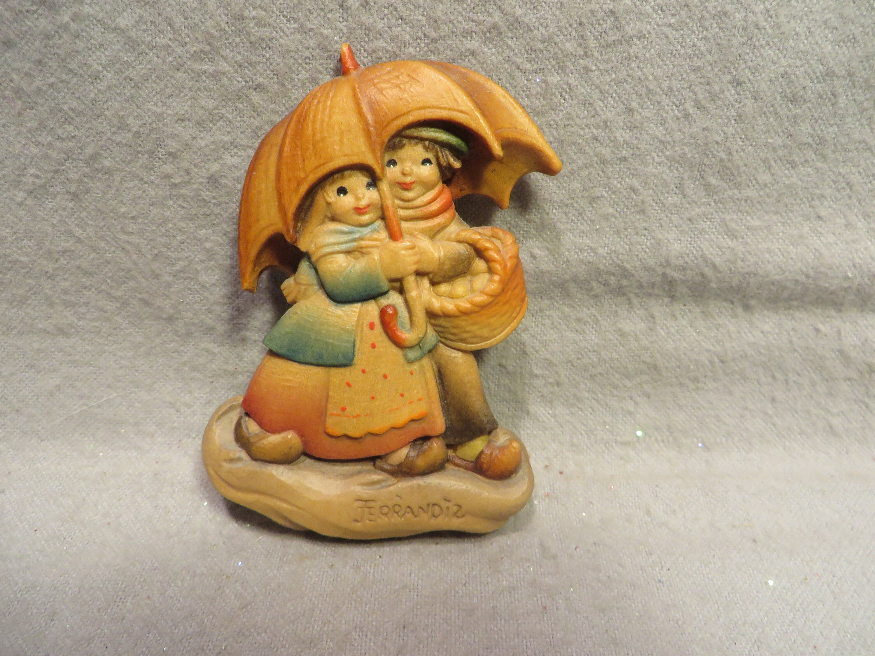 Vintage Capodimonte by Aldo Berni, Boy with Umbrella, Lamb