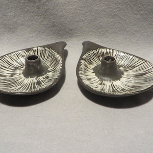 Vintage Denmark E & J (Eva and Johannes Andersen) Sgraffito Glazed Candle Holders
