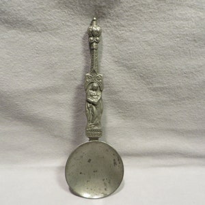 Vintage Norwegian Pewter Baptism(?) Virgin Mary & Christ Spoon