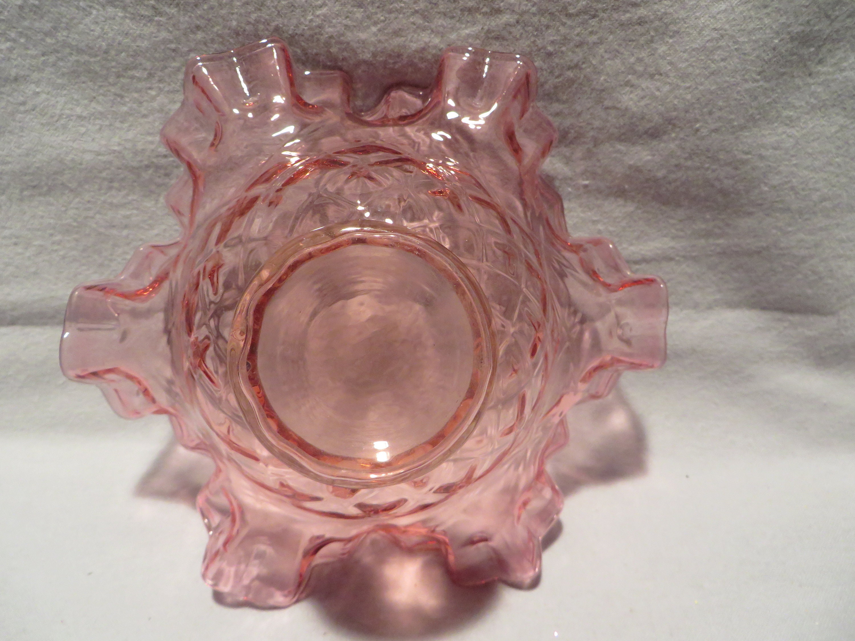 Vintage Cranberry Glass Ruffled Candy Dish Etsy