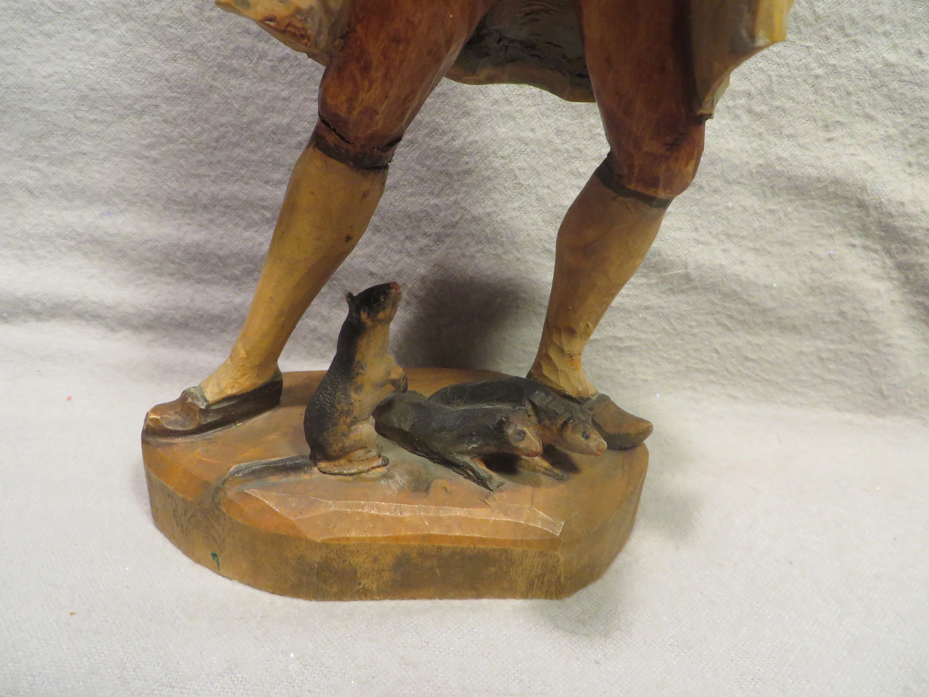 Vintage H. Kopf Hand Carved Pied Piper Figurine, Oberammergau