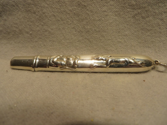 Vintage Sterling Silver Chatelaine Figural Relief Pencil/needle