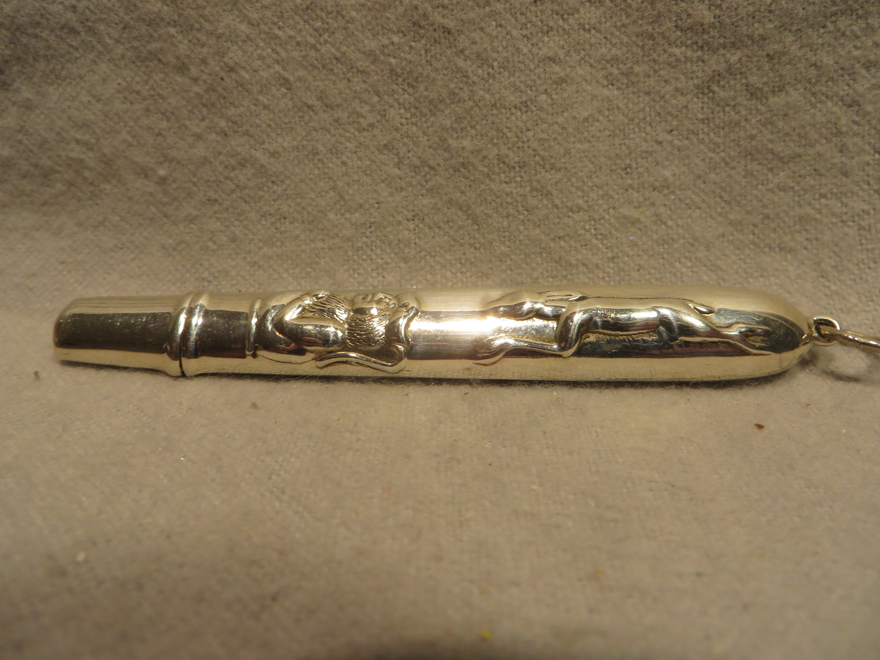 Vintage Sterling Silver Chatelaine Figural Relief Pencil/needle