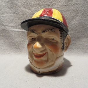 Vintage German Majolica Horse Jockey Figural Humidor/Tobacco Jar