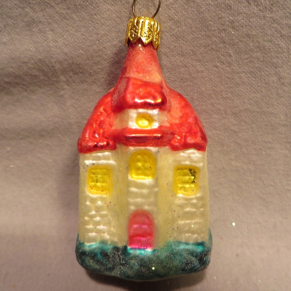 Vintage Christopher Radko Blown Glass Christmas Ornament - "Snow Castle"