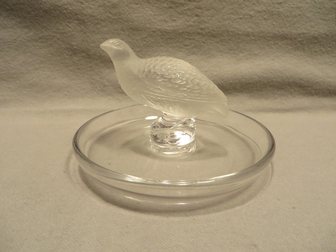 Vintage Lalique Crystal Quail/partridge Signed Ring Dish