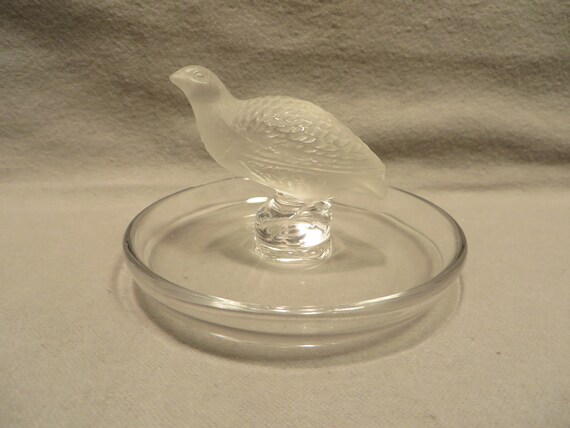 Vintage Lalique Crystal Quail/partridge Signed Ring Dish