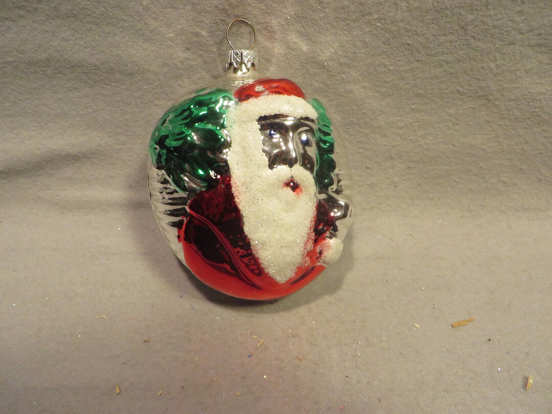 Vintage West Germany Blown Glass Christmas Ornament - Silver Oval ...