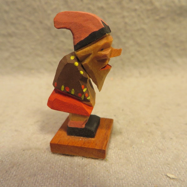 Vintage Emil Helbig Germany Hand Miniature Wood Figurine - Little Dwarf #4