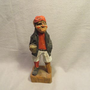 Vintage Hand carved and Painted 8&quot; Tall Peg Legged Pirate Figurine