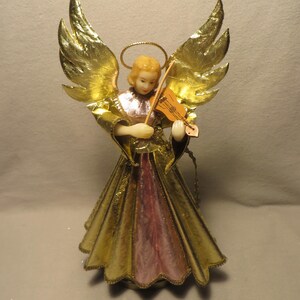 Vintage West Germany Wax Angel Playing Violin Revolving Music Box