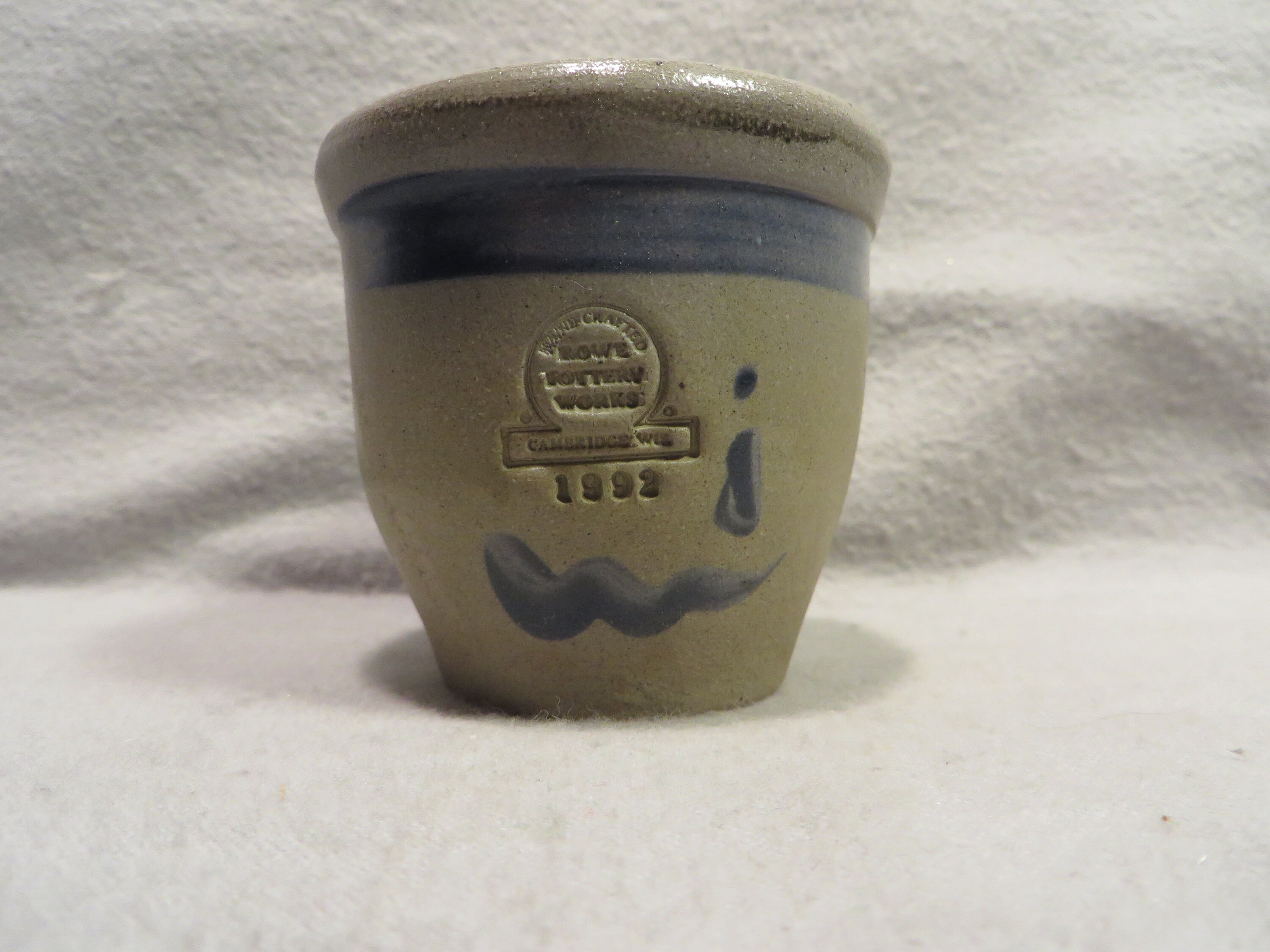 Rowe Pottery ローポタリー クロック Vintage Miniature Rowe Pottery Salt Glaze Crock or Custard