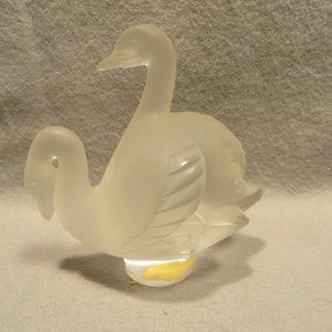 Vintage Signed Lalique Double Swan Figurine