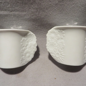 Pair of AK Kaiser Matte Porcelain Candleholders With Floral Motif