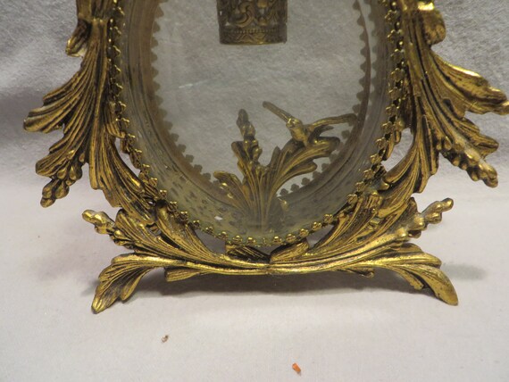 Vintage Gold Plated Ormolu Filigree Figural Vanit… - image 4