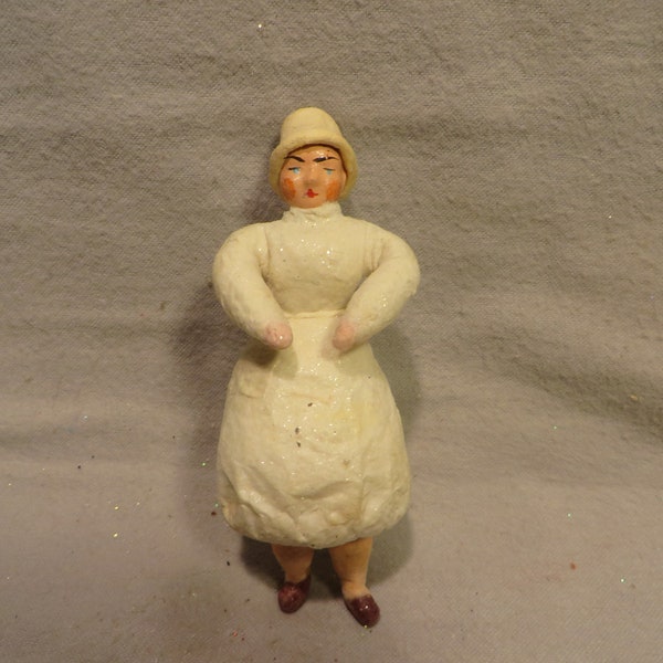 Vintage Russian Cotton Batting Figural Christmas Ornament