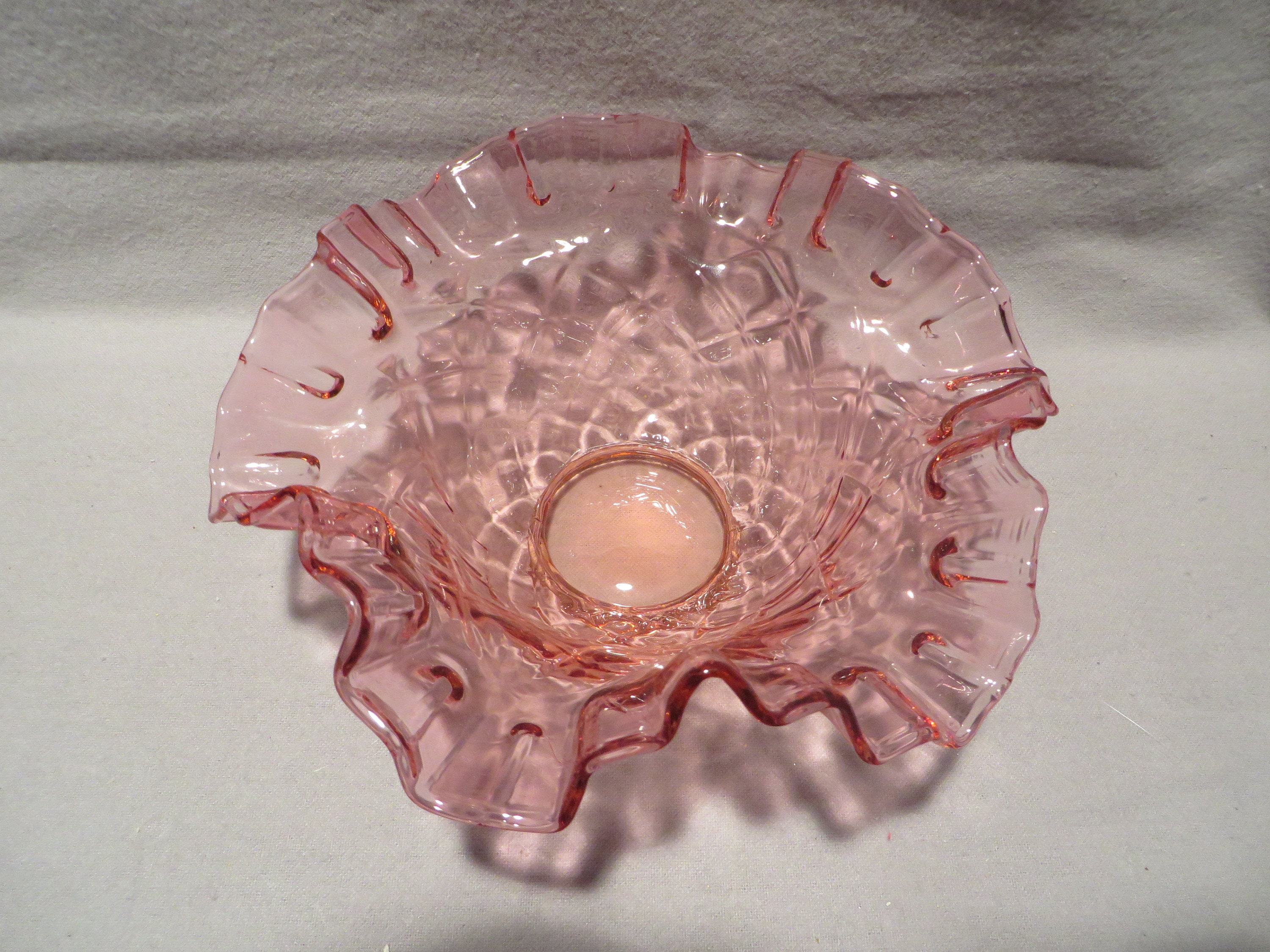 Vintage Cranberry Glass Ruffled Candy Dish Etsy