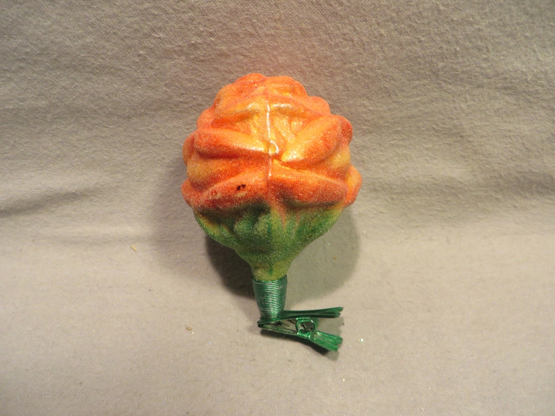 Vintage Blown Glass Clipon Christmas Ornament Open Orange Etsy