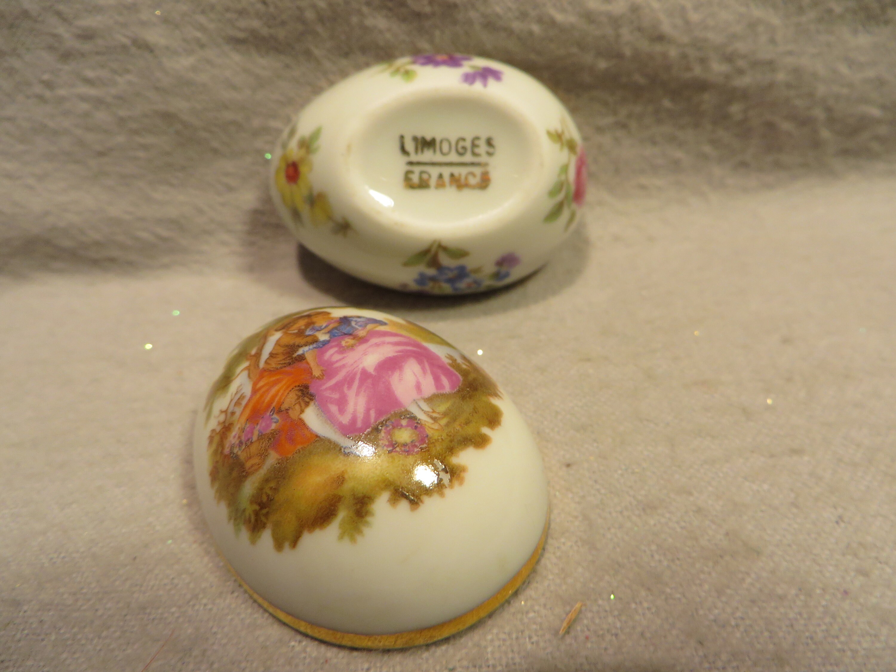 Vintage Limoges France Mini Eggshaped Trinket Box Etsy