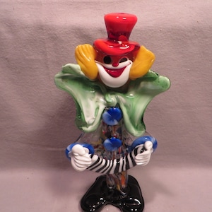 Vintage Large Hand Crafted Murano Glass Clown Figurine