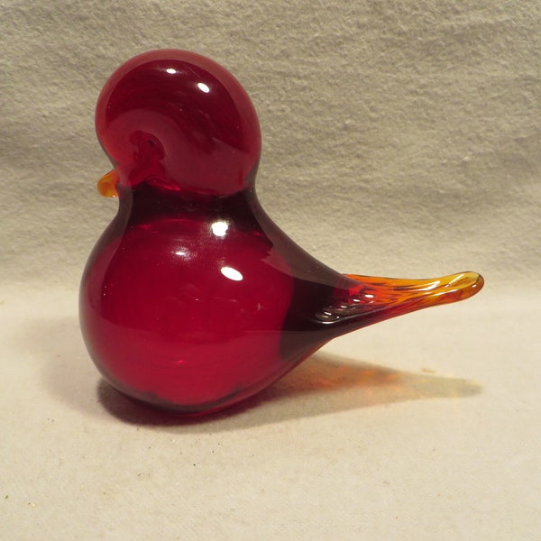 Vintage Konst Sweden Dark Amber Glass Bird