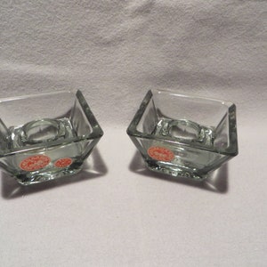 Pair of Vintage Mid Century Holmegaards Danish Smoky Grey Glass Candle Holders