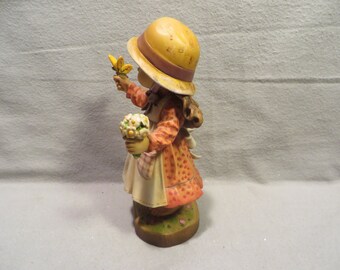 Vintage Anri Sarah Kay Carved Wood Figurine: Limited Edition