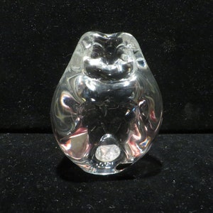 Vintage Holmegaard Swedish Crystal Owl Paperweight Signed C.H.
