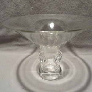 Vintage Steuben Crystal Glass Pinched Trumpet Vase By George Thompson