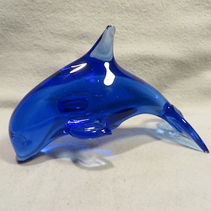 Vintage Cobalt Blue Hand-Crafted Dolphin Figurine/Paperweight (Terra Studios?)