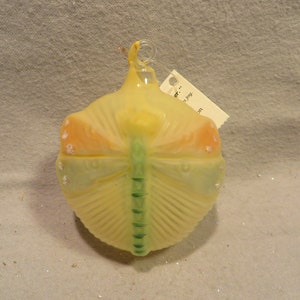 Vintage The Fantasy Collection &quot;Made in Germany&quot; Blown Glass Christmas Ornament - Frosted Ornament with Molded Dragonfly