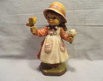 アンティーク雑貨 ANRI Woodcarvings Sarah Kay 1058/2000 Vintage Anri Sarah Kay Carved Wood Figurine: Limited Edition