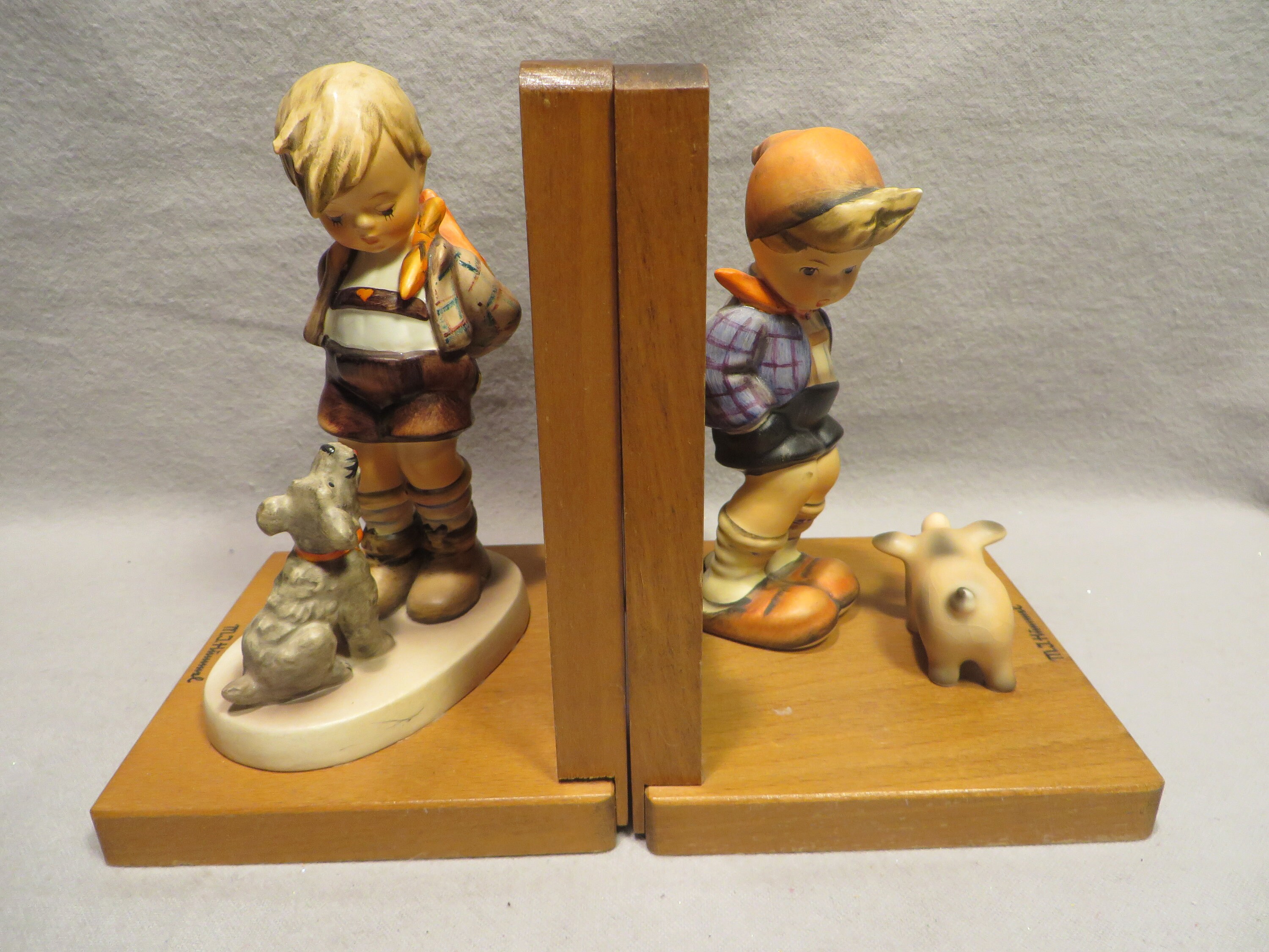 Vintage Pair of Goebel Hummel Wood Bookends With Hummel 66 Etsy