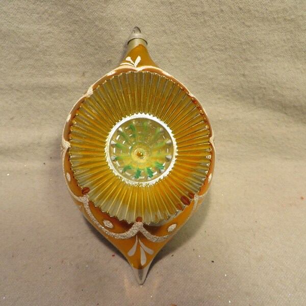 Vintage Blown Glass Tear Shaped Reflector Blown Glass Christmas Ornament