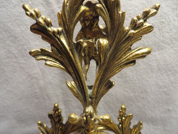 Vintage Gold Plated Ormolu Filigree Figural Vanit… - image 7